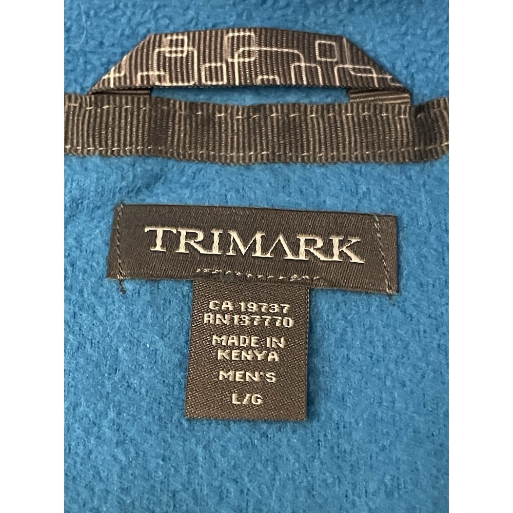 Trimark Men's Full Zip Fleece Jacket Blue Size Large Soft Warm Outerwear 23"x28" - Picture 3 of 4